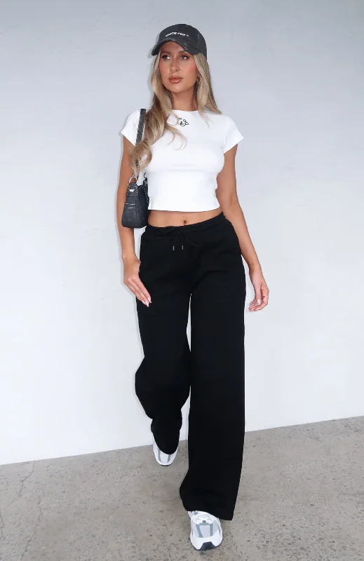 Women's Transitional Outfit You'd Love It Here Wide Leg Sweatpants Black