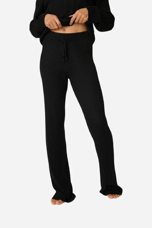 Women's Clothing For Casual Outings PJ Salvage Jet Set Luxe Ribbed Lounge Pant in Black