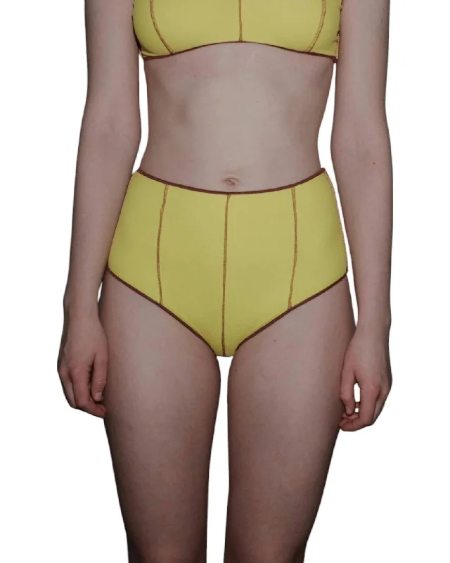 Women's High-Fashion Outfit Vein High Bikini Bottom In Ru Yellow