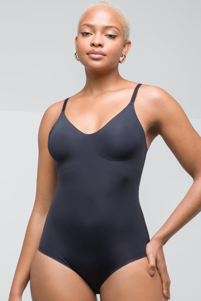 Women's High-Fashion Outfit Bonded Shapewear Bodysuit Black