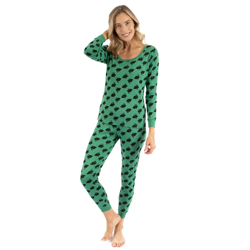 Affordable Luxury Women's Garments Womens Two Piece Cotton Pajamas Bunny Green