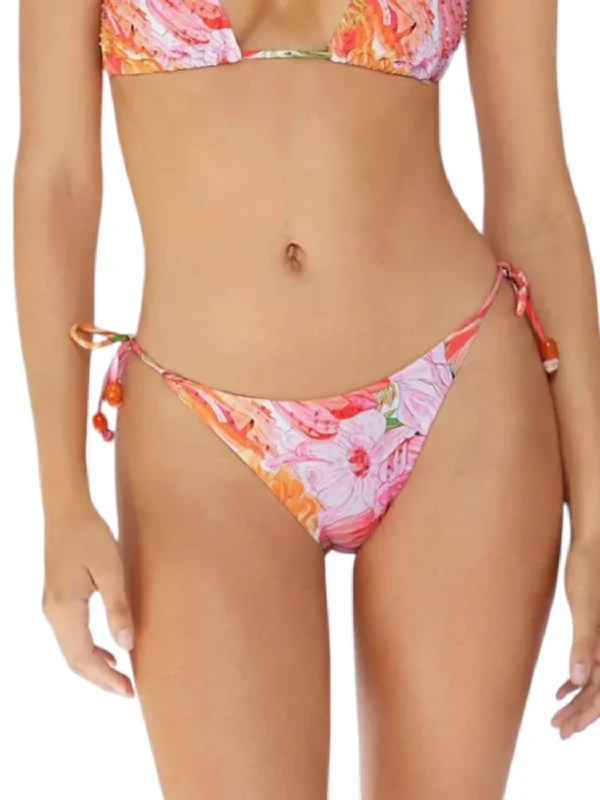 Women's Casual Outfit Embroidered Tiny Tie Bikini Bottom In Floral