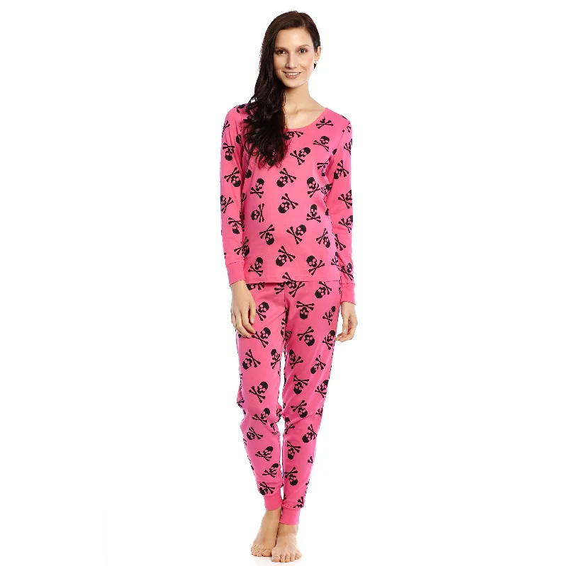 Tailored Clothing For Women Womens Two Piece Cotton Pajamas Pink Skulls