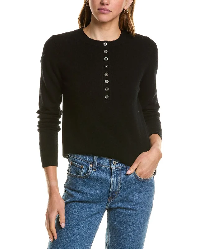 Fashionable Women's Outfit InCashmere Henley Cashmere Sweater