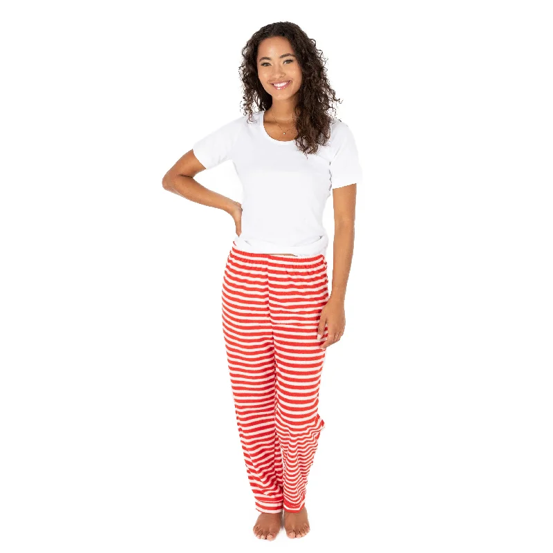 Women's Professional Clothes Christmas Womens Fleece Pajama Pants Striped