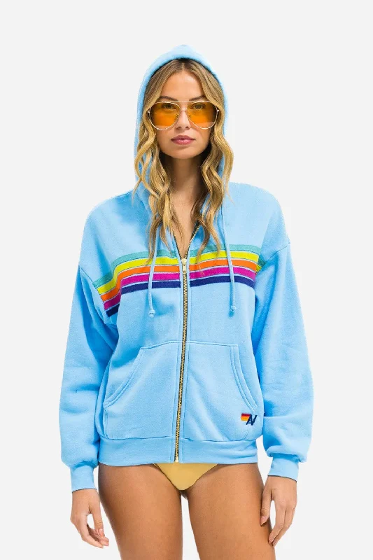 Plus-Size Women's Garments Aviator Nation 5 Stripe Relaxed Zip Hoodie in Sky