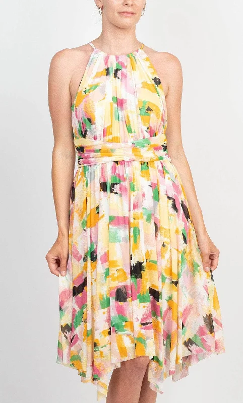 Elegant Attire For The Modern Lady Maggy London T5673M - Halter Neck Printed Flowy Dress Elegant Attire For The Modern Lady Maggy London T5673M - Halter Neck Printed Flowy Dress