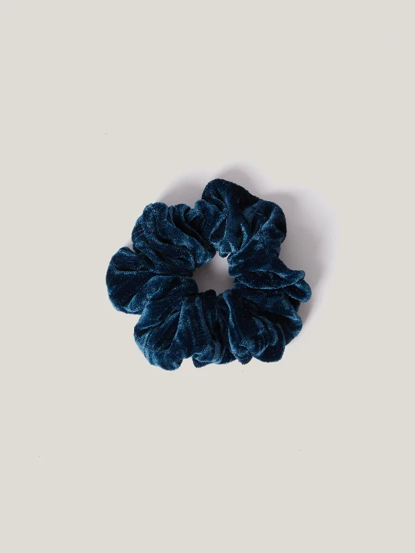 Women's Outerwear Garments Plisse Velvet Scrunchie | Teal