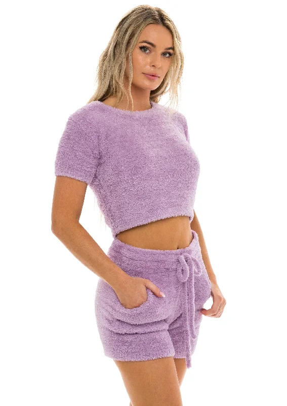 Women's Elegant Evening Attire Unwind Crop Top Lavender