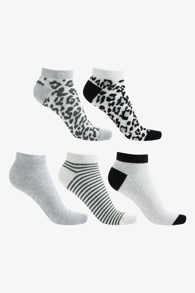 Women's Vintage-Inspired Clothing 5 Pack Animal Low Cut Socks Black