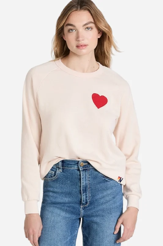 Women's Professional Garments Aviator Nation Heart Stitch Relaxed Crew Sweatshirt in White