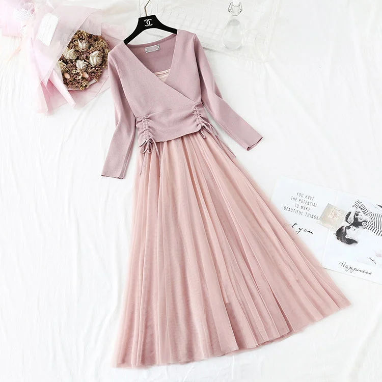 Bold Prints Casual Chic Women's suit skirt fashion knitted sweater + suspender mesh dress 2174 Bold Prints Casual Chic Women's suit skirt fashion knitted sweater + suspender mesh dress 2174