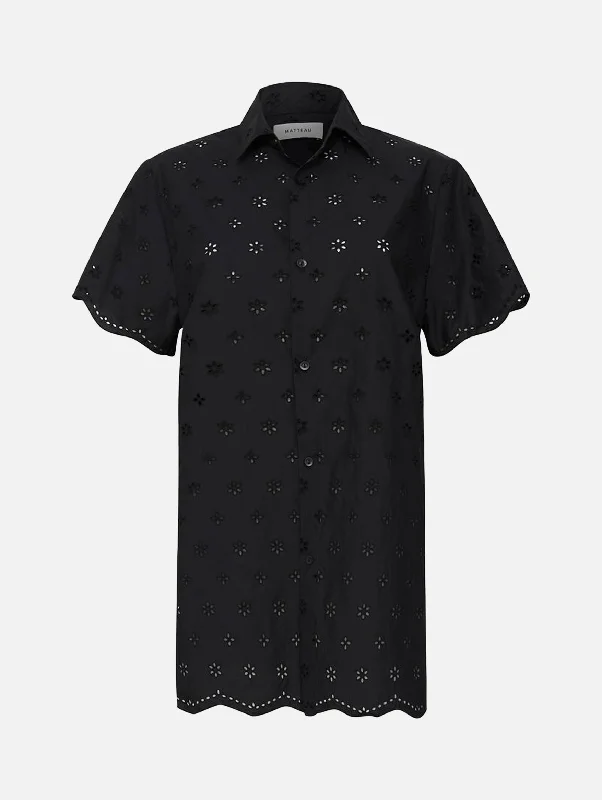 Massive Selection Sale Broderie Mini Shirt Dress in Black
