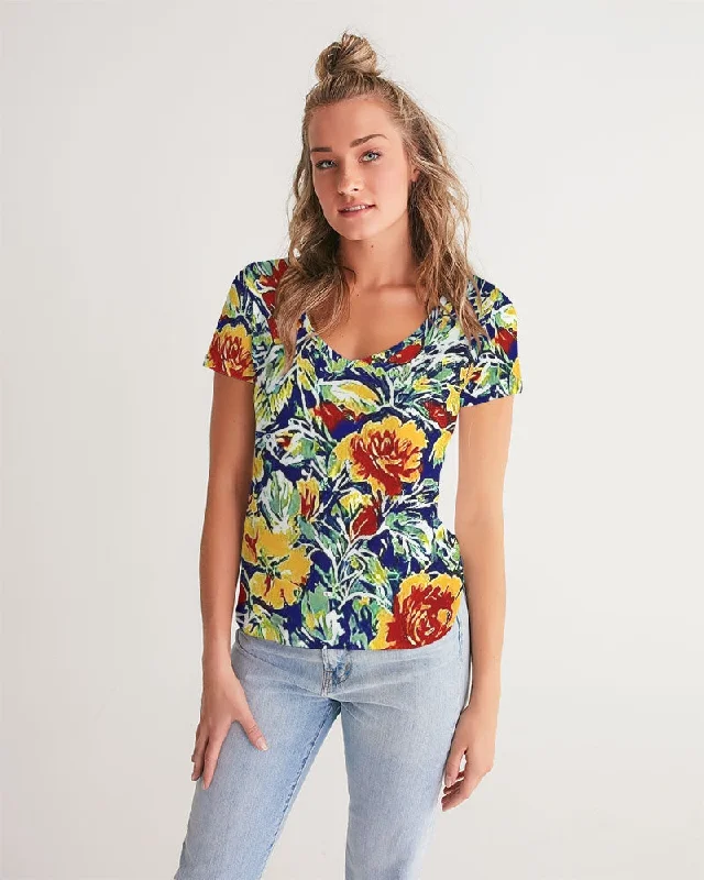 Women's Formal Event Outfit Painted floor design Women's All-Over Print V-Neck Tee