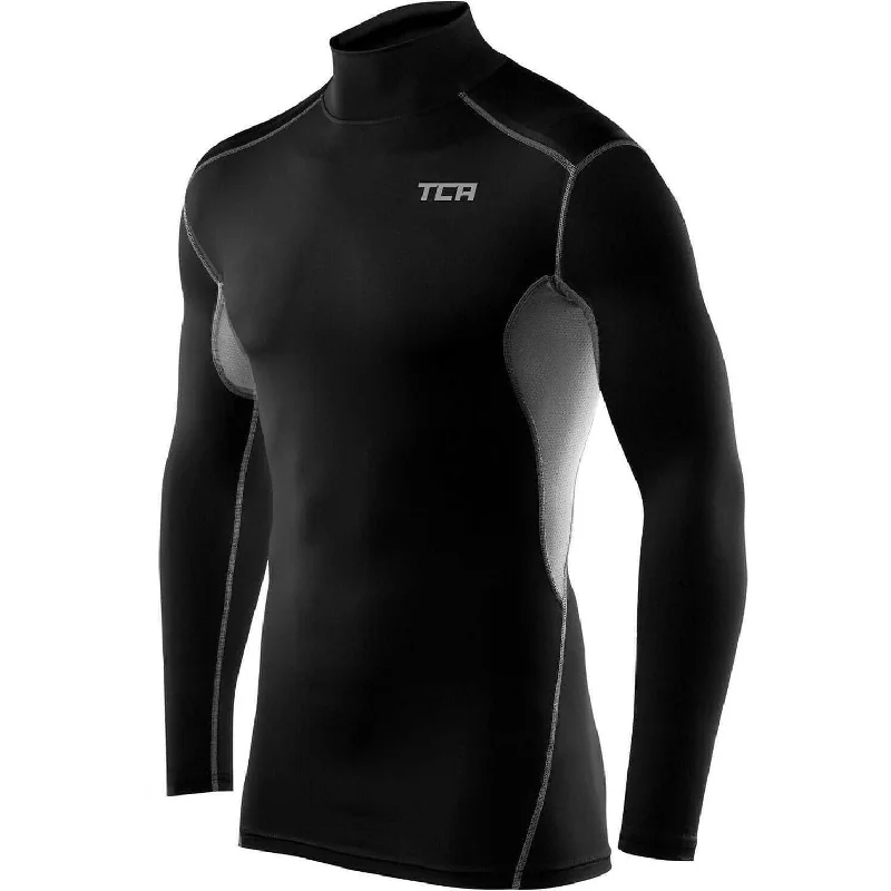 Stylish Outerwear Clothes For Women TCA HyperFusion Mock Neck Long Sleeve Junior Compression Top - Black