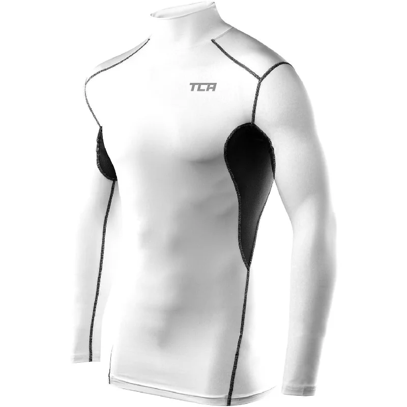 Women's Casual Garments TCA HyperFusion Mock Neck Long Sleeve Junior Compression Top - White