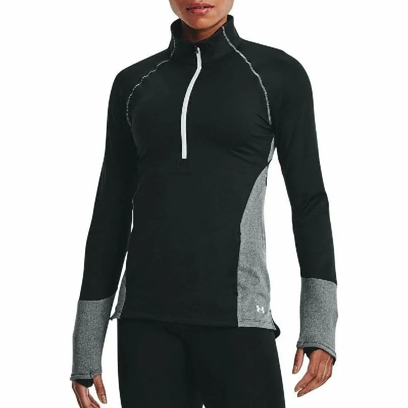 Women's Travel Garments Under Armour ColdGear Half Zip Long Sleeve Womens Running Top - Black