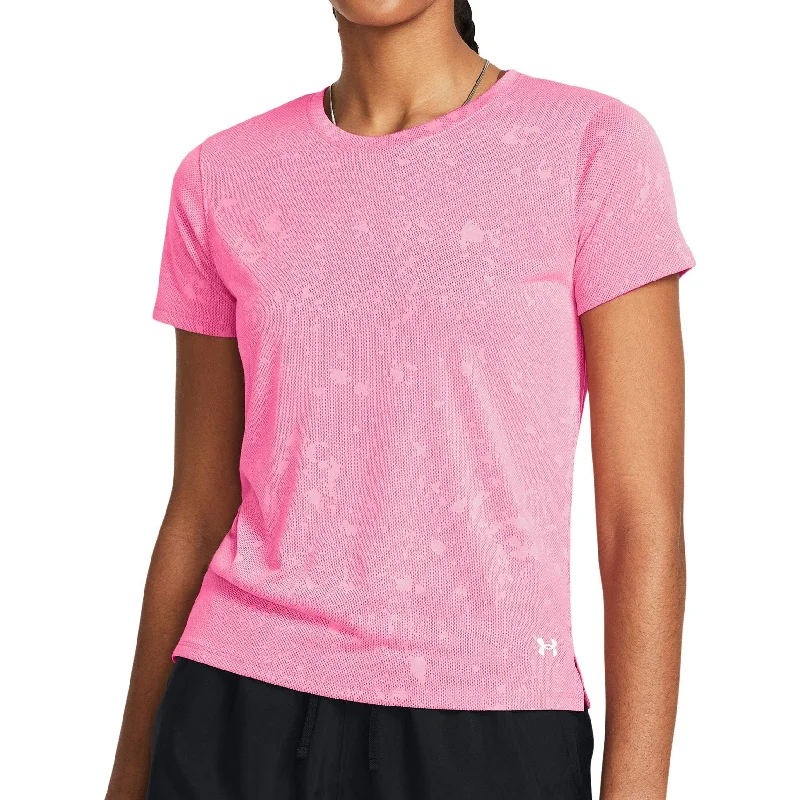 Stylish Women's Garments Under Armour Launch Splatter Short Sleeve Womens Running Top - Pink