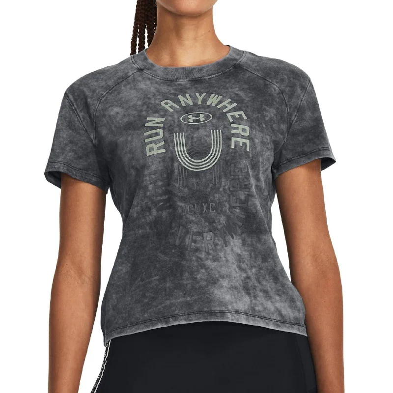 Women's Clothes And Garments Under Armour Run Anywhere Graphic Short Sleeve Womens Running Top - Black