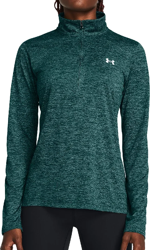 Women's Clothing Sets Under Armour Tech Twist Half Zip Long Sleeve Womens Training Top - Green