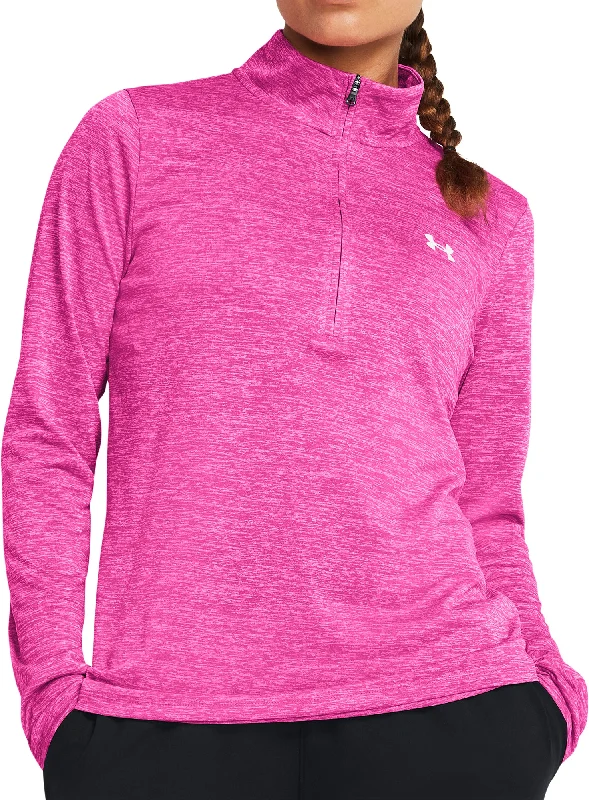 Women's Clothing For Outdoor Activities Under Armour Tech Twist Half Zip Long Sleeve Womens Training Top - Pink