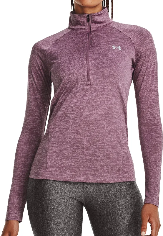 Women's Athleisure Apparel Under Armour Tech Twist Half Zip Long Sleeve Womens Training Top - Purple