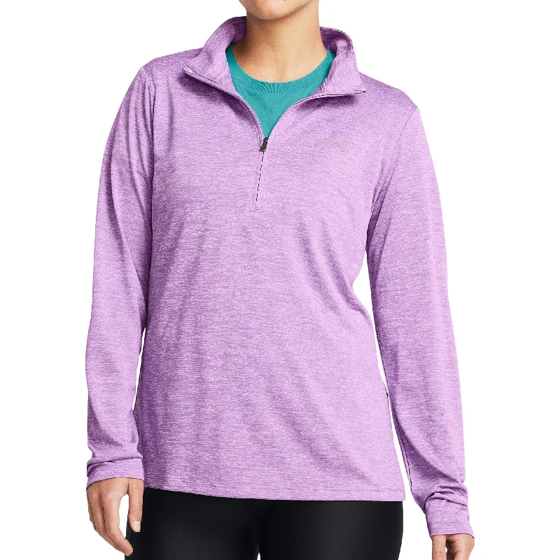 Stylish Women's Garments For Holidays Under Armour Tech Twist Half Zip Long Sleeve Womens Training Top - Purple