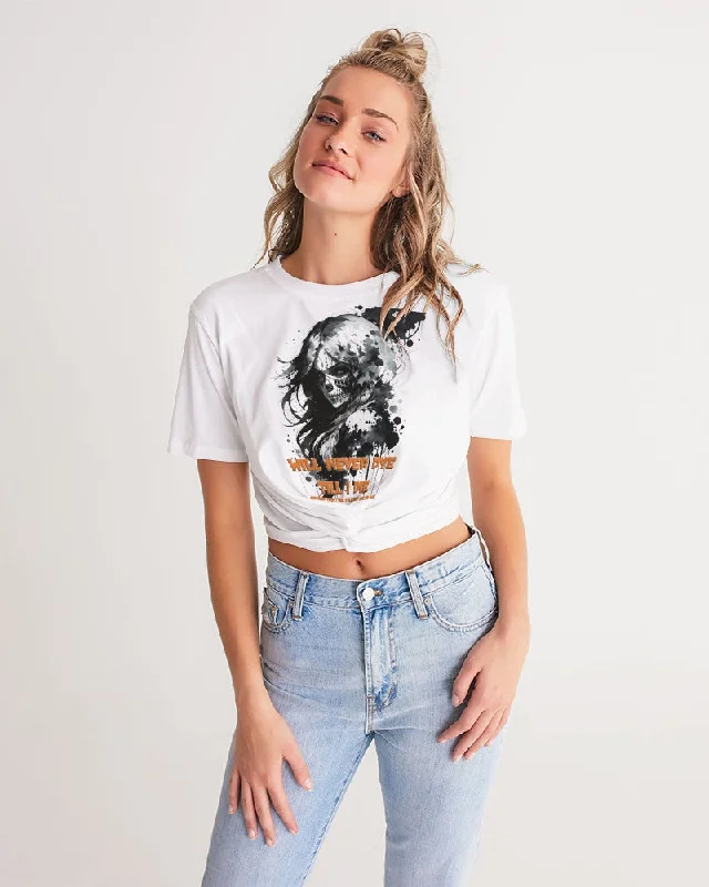 Fashionable Women's Clothes Will not dye till I die Women's Twist-Front Cropped Tee