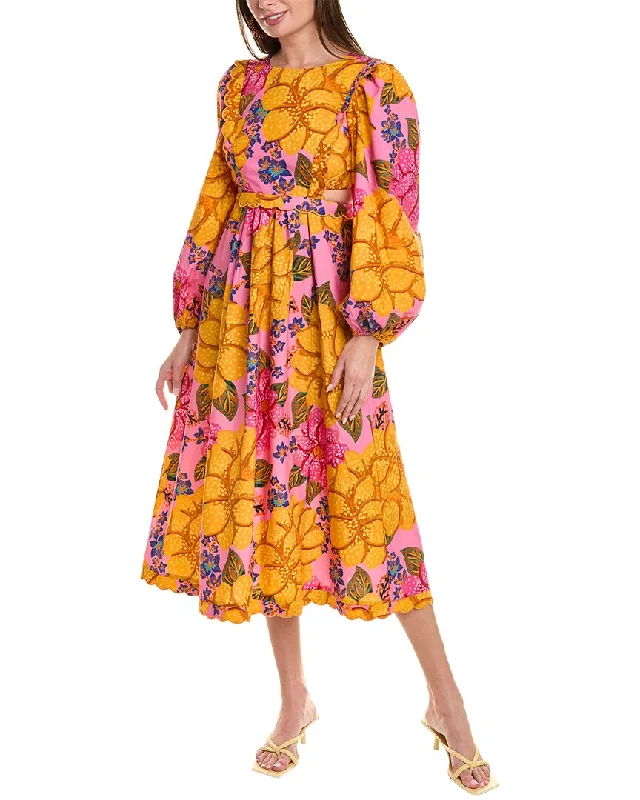 Women's Clothing FARM Rio Flowers Garden Midi Dress