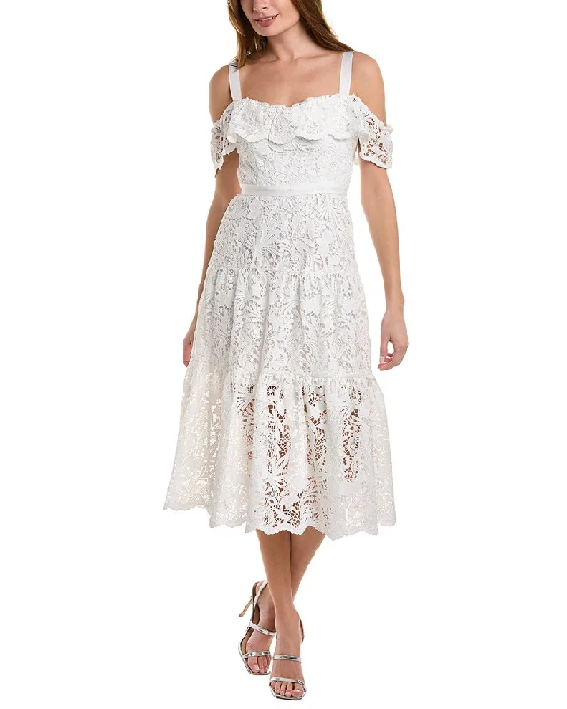 Women's Office Outfit Marchesa Notte Lace Midi Dress