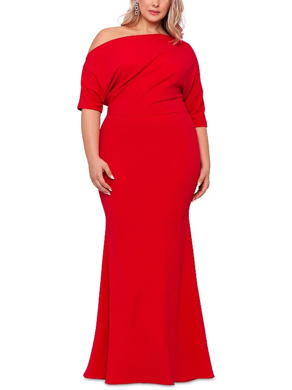 Modern Women's Attire Plus Womens Off-The-Shoulder Maxi Evening Dress