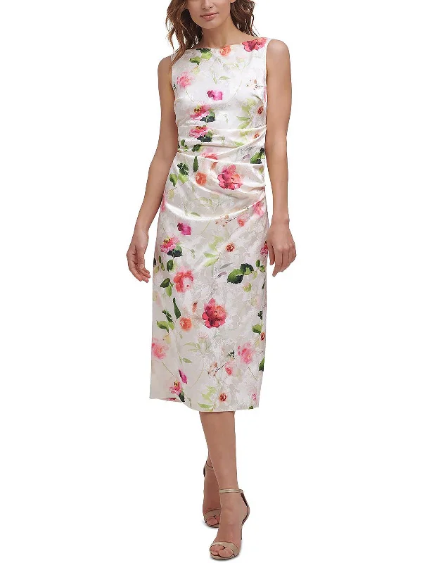 Women's Trendy Activewear Apparel Womens Floral Midi Cocktail and Party Dress