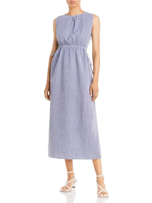 Women's Timeless Attire Womens Gingham Keyhole Midi Dress