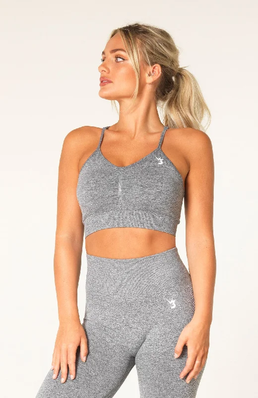 Fashionable Women's Casual Apparel Define Seamless Scrunch Sports Bra - Grey Marl