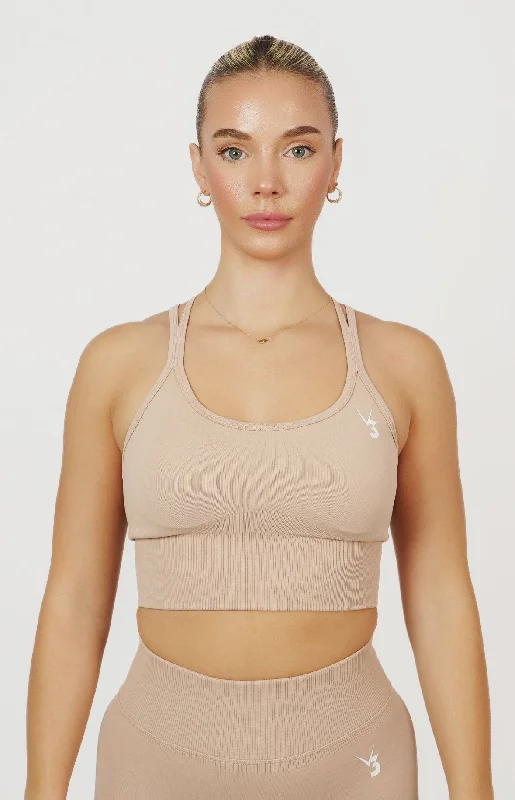 Modern Women's Clothes Form Seamless Strappy Sports Bra - Dusty Pink