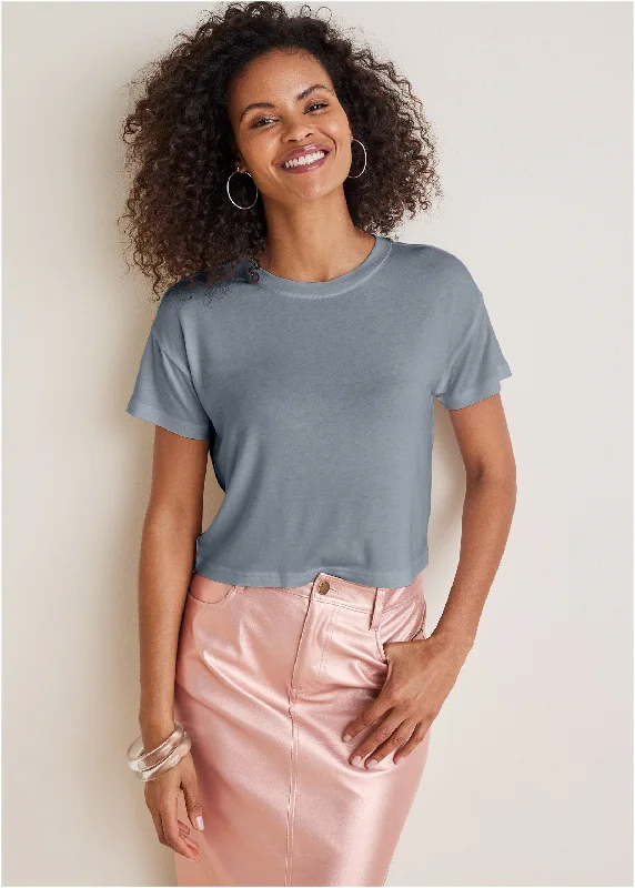 Women's Clothing For Work Crew Neck Tee - Seafog