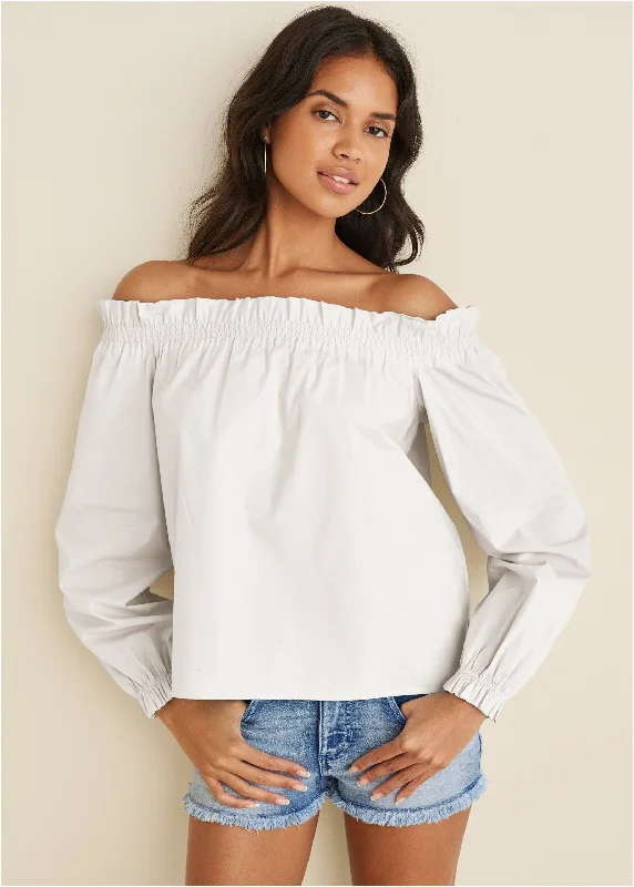 Women's Vacation Garments Off-The-Shoulder Top - Off White