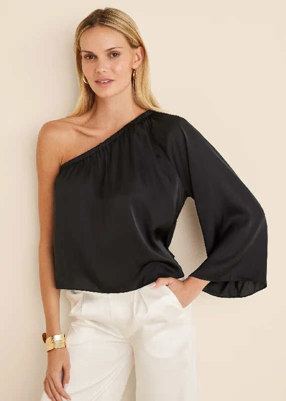 Affordable Luxury Women's Apparel One Shoulder Top - Black