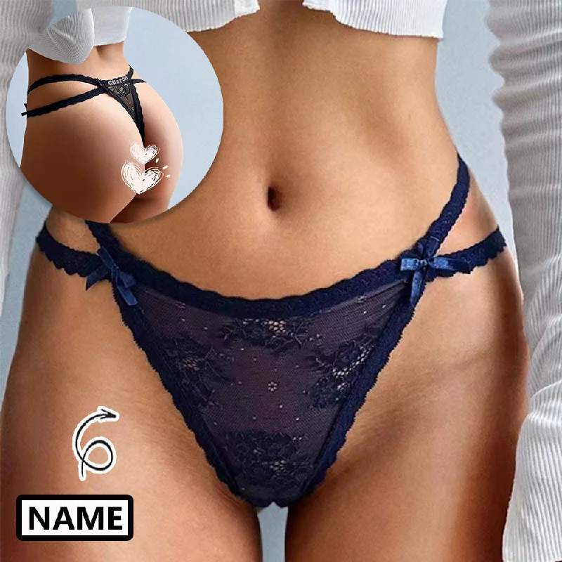 Women's Trendy Clothes Customized Name Crystal Letter Lace Flowers Panties Women Underwear Briefs Thong Transparent Lingerie G string Intimates Girls Gift(DHL is not supported)