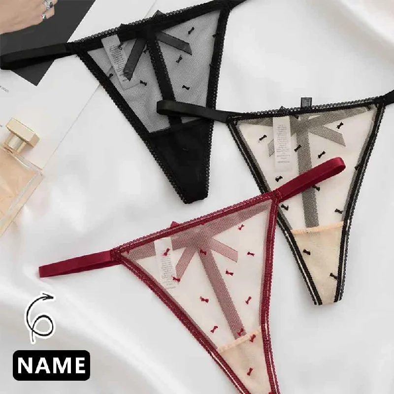 Vintage-Inspired Garments Customized Name Crystal Letter Lace with Tie Panties Women Underwear Briefs Thong Transparent Lingerie G string Intimates Girls Gift(DHL is not supported)