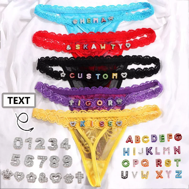 Affordable Women's Apparel Personality Cute Sexy Custom Name Letter Women Lace Panties G String Briefs Mesh Thong Low Waist Intimates Gift(DHL is not supported)