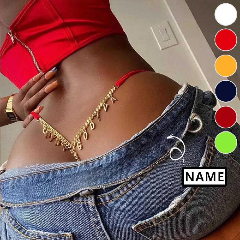 Affordable Women's Attire Personalized Name Thong Waist Body Jewelry Custom Letter Charm G-String Panties Women Body Chain Lingerie Gift For Her(DHL is not supported)