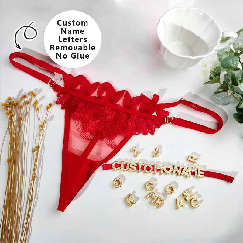 Women's Clothes For Work #Removable Letters Customize Shine Crystal Name Letter Lace Leaves Waist Chain Body Jewelry Women Sexy Lace Bikini G-String Panties Girl Valentine's Day Gift(DHL is not supported)