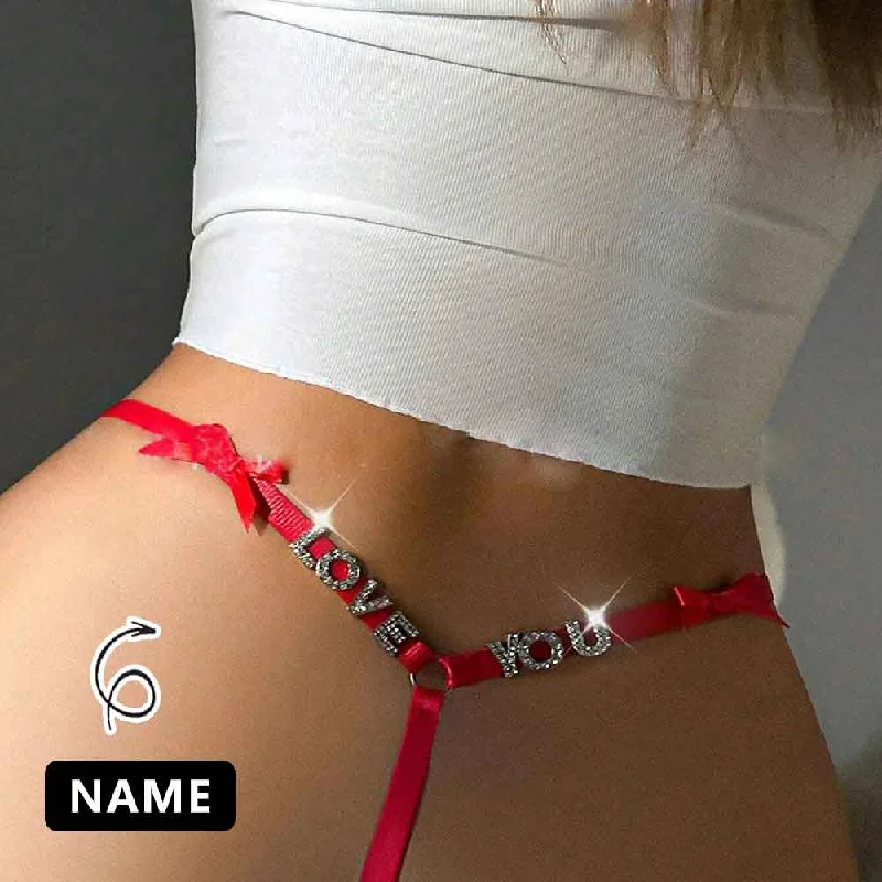 Modern Women's Attire Sexy Custom Name Thong for Women G-string with Bling Crystal Letter T Back Panties (DHL is not supported)