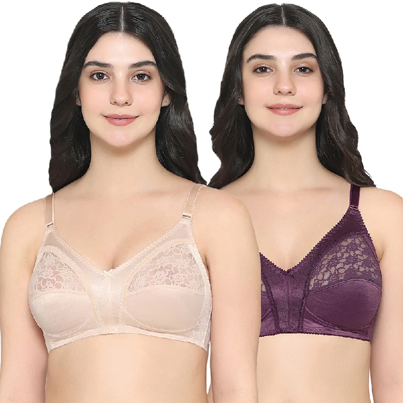 Women's Night-Out Clothes Audrey Non Padded Non Wired Full Cup Plus Size Pack of 2 Full Support Bra