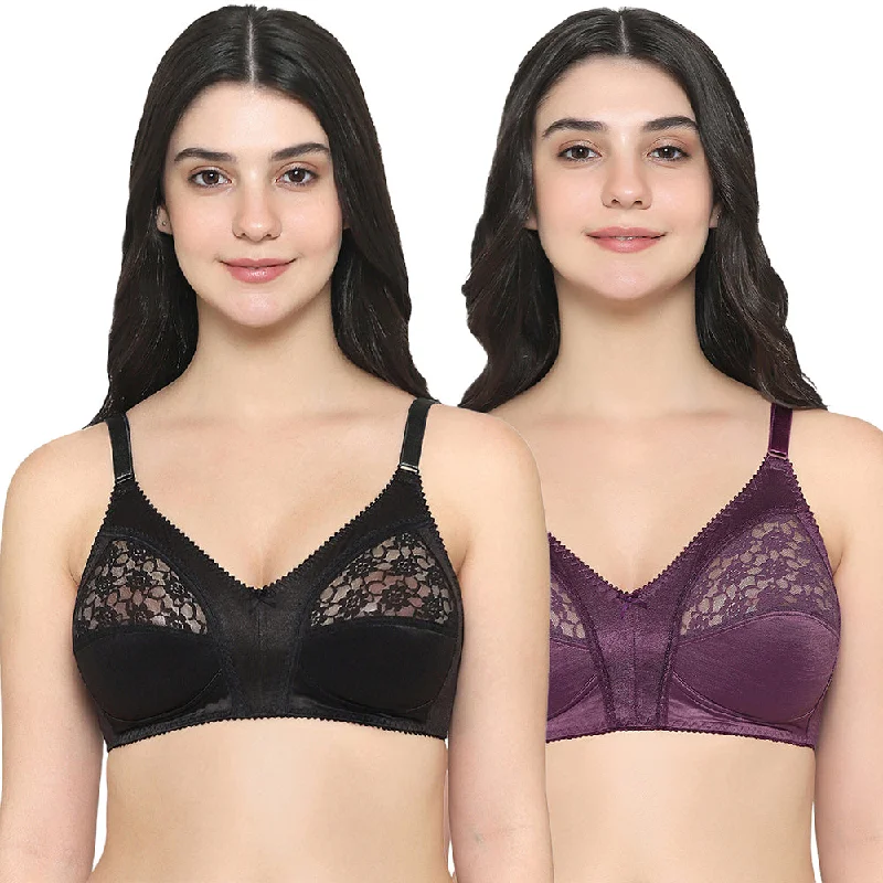 Sustainable Women's Apparel Audrey Non Padded Non Wired Full Cup Plus Size Pack of 2 Full Support Bra