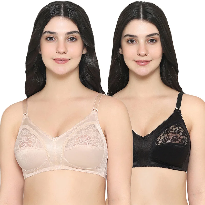 Women's Contemporary Apparel Audrey Non Padded Non Wired Full Cup Plus Size Pack of 2 Full Support Bra