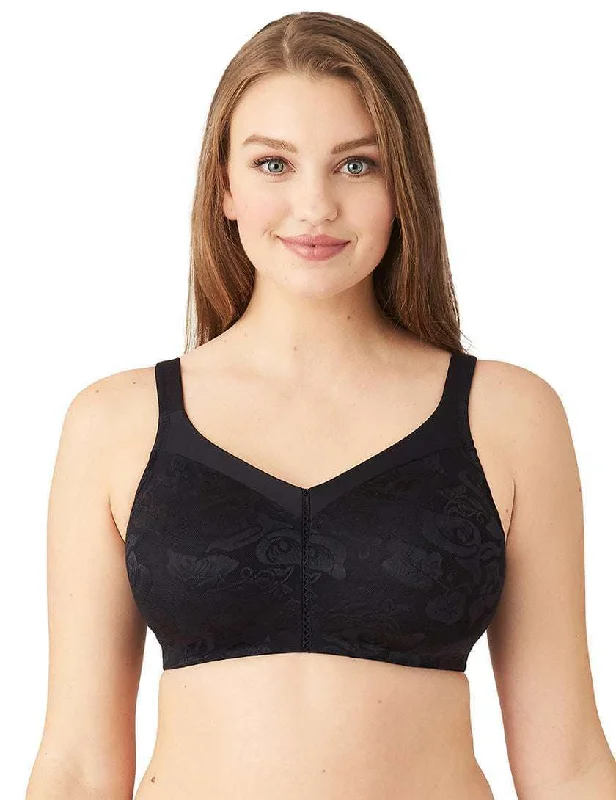 Women's Charming Outfit For Events Awareness Non Padded Non-Wired Full Cup Comfort Strap Everyday Wear Plus Size Full Support Bra - Black