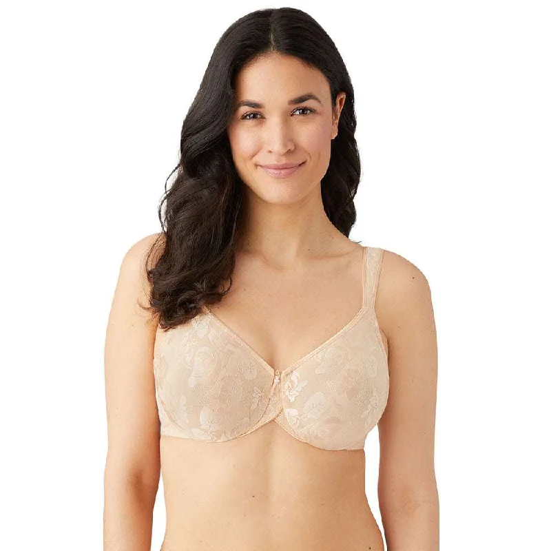 Vintage-Inspired Women's Clothes Awareness Non Padded Wired Full Coverage Full Support Plus Size Bra - Beige