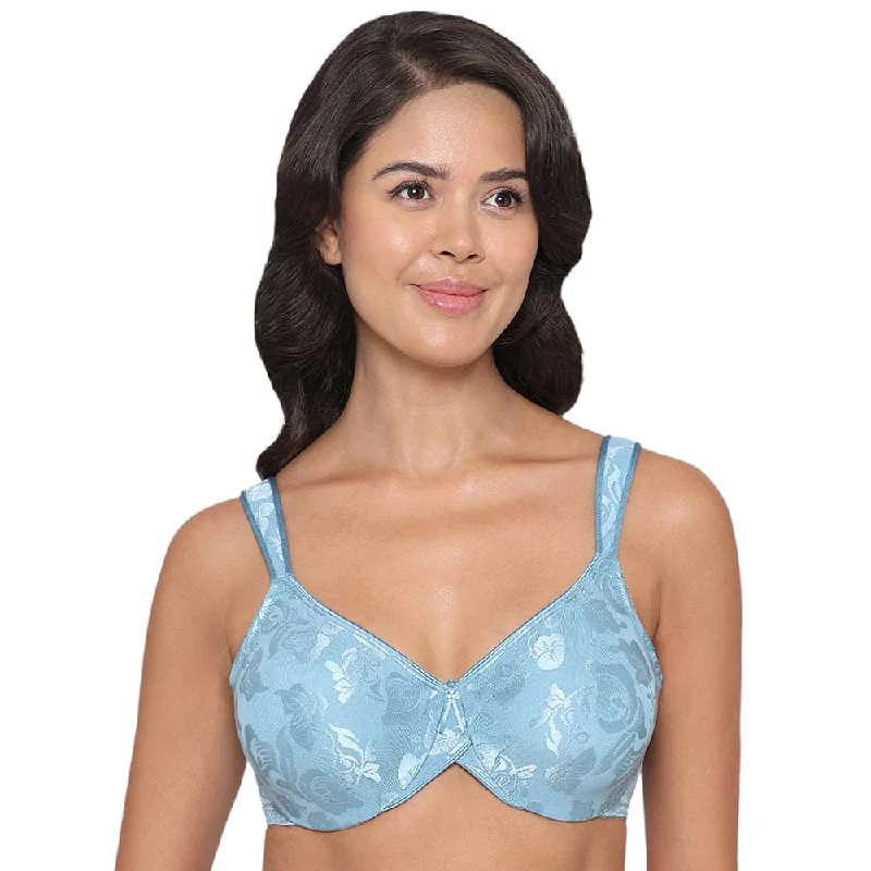 Women's Formal Event Outfit Awareness Non Padded Wired Full Coverage Full Support Plus Size Bra - Sky Blue